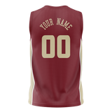 Custom Unisex Maroon & Cream Pattern Basketball Jersey BS0000670805