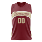 Custom Unisex Maroon & Cream Pattern Basketball Jersey BS0000670805