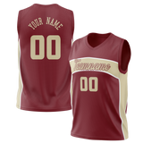 Custom Unisex Maroon & Cream Pattern Basketball Jersey BS0000670805