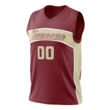 Custom Unisex Maroon & Cream Pattern Basketball Jersey BS0000670805