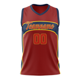 Custom Unisex Red & Royal Blue Pattern Basketball Jersey BS0000670919