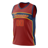 Custom Unisex Red & Royal Blue Pattern Basketball Jersey BS0000670919