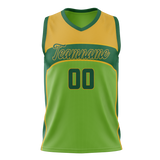 Custom Unisex Green & Yellow Pattern Basketball Jersey BS0000671412