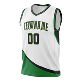 Custom Team Design White & Green Colors Design Sports Basketball Jersey BS00BC060214