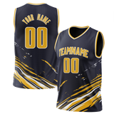 Custom Team Design Navy Blue & Yellow Colors Design Sports Basketball Jersey