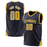 Custom Team Design Navy Blue & Yellow Colors Design Sports Basketball Jersey