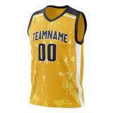 Custom Team Design Yellow & Navy Blue Colors Design Sports Basketball Jersey BS00IP071218