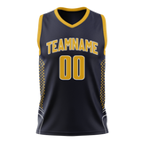 Custom Team Design Navy Blue & Yellow Colors Design Sports Basketball Jersey BS00IP101812