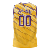 Custom Team Design Yellow & Purple Colors Design Sports Basketball Jersey BS00LAL011223