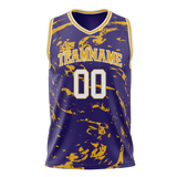 Custom Team Design Purple & Yellow Colors Design Sports Basketball Jersey BS00LAL032312