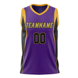 Custom Team Design Purple & Yellow Colors Design Sports Basketball Jersey BS00LAL062312