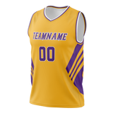 Custom Team Design Yellow & Purple Colors Design Sports Basketball Jersey BS00LAL071223