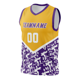 Custom Team Design Yellow & Purple Colors Design Sports Basketball Jersey BS00LAL101223