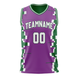 Custom Team Design Light Purple & Kelly Green Colors Design Sports Basketball Jersey BS00MB052415