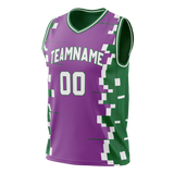 Custom Team Design Light Purple & Kelly Green Colors Design Sports Basketball Jersey BS00MB052415