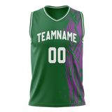 Custom Team Design Kelly Green & Light Purple Colors Design Sports Basketball Jersey BS00MB101524