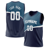 Custom Team Design Navy Blue & Light Blue Colors Design Sports Basketball Jersey BS00MT021821