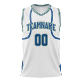 Custom Team Design White & Blue Colors Design Sports Basketball Jersey BS00MT030220