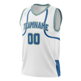 Custom Team Design White & Blue Colors Design Sports Basketball Jersey BS00MT030220