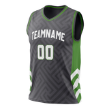 Custom Team Design Gray & Green Colors Design Sports Basketball Jersey BS00MT070314