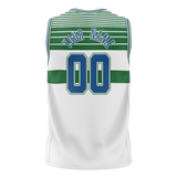 Custom Team Design White & Green Colors Design Sports Basketball Jersey BS00MT090214