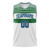 Custom Team Design White & Green Colors Design Sports Basketball Jersey BS00MT090214