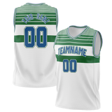 Custom Team Design White & Green Colors Design Sports Basketball Jersey