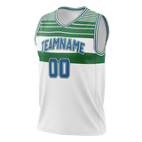 Custom Team Design White & Green Colors Design Sports Basketball Jersey BS00MT090214