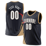 Custom Team Design Navy Blue & Cream Colors Design Sports Basketball Jersey