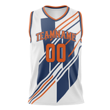 Custom Team Design White & Navy Blue Colors Design Sports Basketball Jersey BS00NYK100218