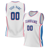 Custom Team Design White & Blue Colors Design Sports Basketball Jersey