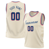 Custom Team Design Cream & Royal Blue Colors Design Sports Basketball Jersey