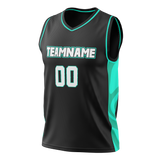 Custom Team Design Black & Teal Colors Design Sports Basketball Jersey BS00PTB020117