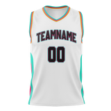 Custom Team Design White & Teal Colors Design Sports Basketball Jersey BS00SAS090217