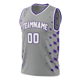 Custom Team Design Gray & Purple Colors Design Sports Basketball Jersey BS00SK030323