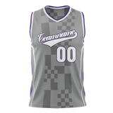 Custom Team Design Gray & Purple Colors Design Sports Basketball Jersey BS00SK060323