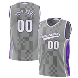 Custom Team Design Gray & Purple Colors Design Sports Basketball Jersey BS00SK060323