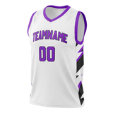 Custom Team Design White & Purple Colors Design Sports Basketball Jersey BS00TR100223