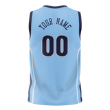 Custom Team Design Light Blue & Navy Blue Colors Design Sports Basketball Jersey BS00UJ032118