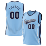 Custom Team Design Light Blue & Navy Blue Colors Design Sports Basketball Jersey BS00UJ032118