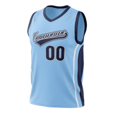 Custom Team Design Light Blue & Navy Blue Colors Design Sports Basketball Jersey BS00UJ032118