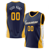 Custom Team Design Navy Blue & Gold Colors Design Sports Basketball Jersey BS00UJ041813