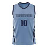 Custom Team Design Light Blue & Navy Blue Colors Design Sports Basketball Jersey BS00VG022118