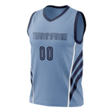 Custom Team Design Light Blue & Navy Blue Colors Design Sports Basketball Jersey BS00VG022118