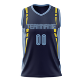 Custom Team Design Navy Blue & Light Blue Colors Design Sports Basketball Jersey BS00VG051821