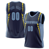 Custom Team Design Navy Blue & Light Blue Colors Design Sports Basketball Jersey