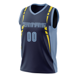 Custom Team Design Navy Blue & Light Blue Colors Design Sports Basketball Jersey BS00VG051821