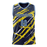 Custom Team Design Navy Blue & Yellow Colors Design Sports Basketball Jersey BS00VG081812