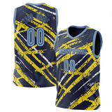 Custom Team Design Navy Blue & Yellow Colors Design Sports Basketball Jersey