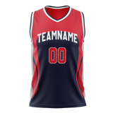 Custom Team Design Red & Navy Blue Colors Design Sports Basketball Jersey BS00WW010918